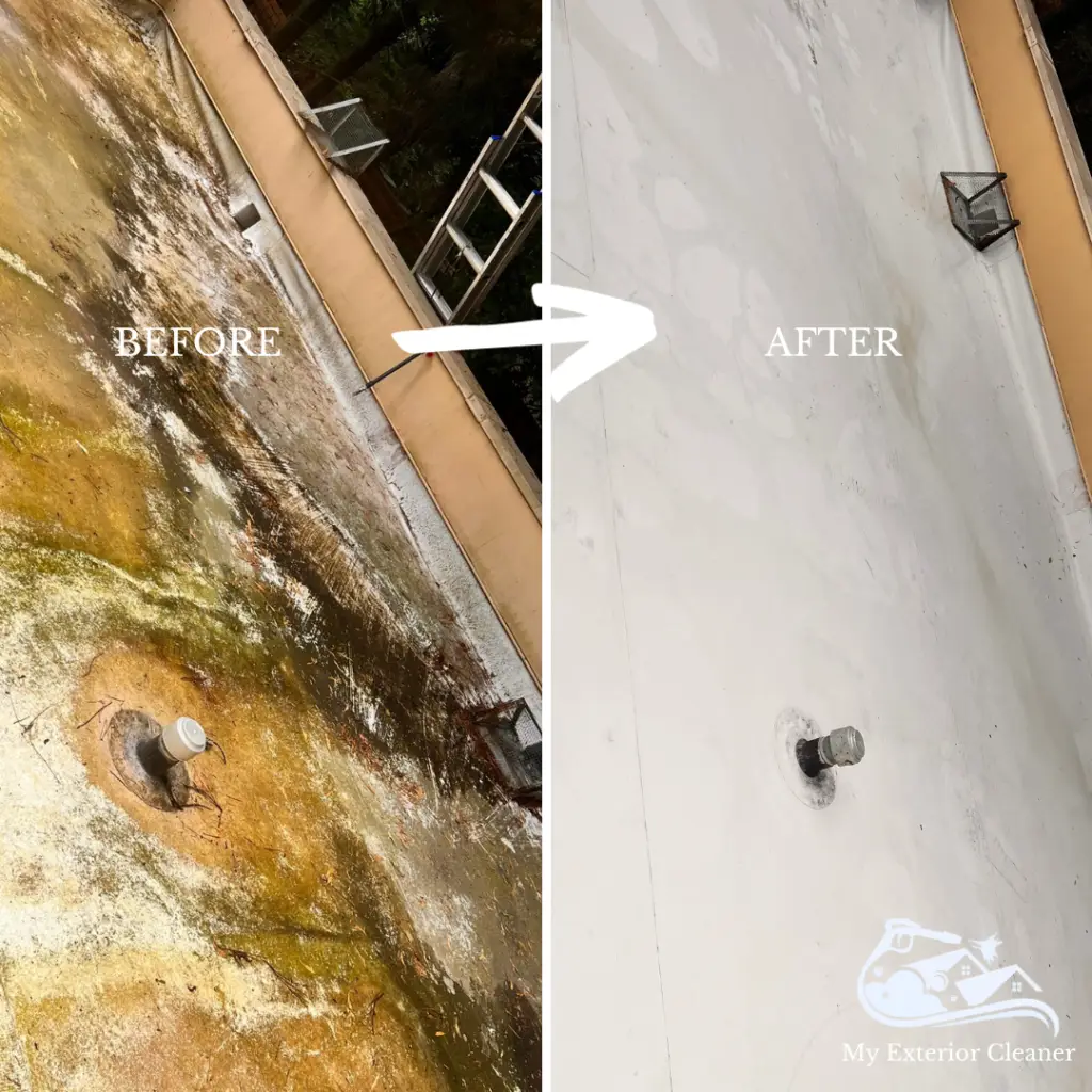 Commercial TPO Roof Soft Wash Results Decatur, Ga