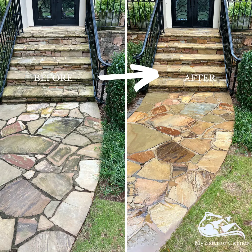 Pressure Washing Flagstone Sidewalk Brookhaven, Ga